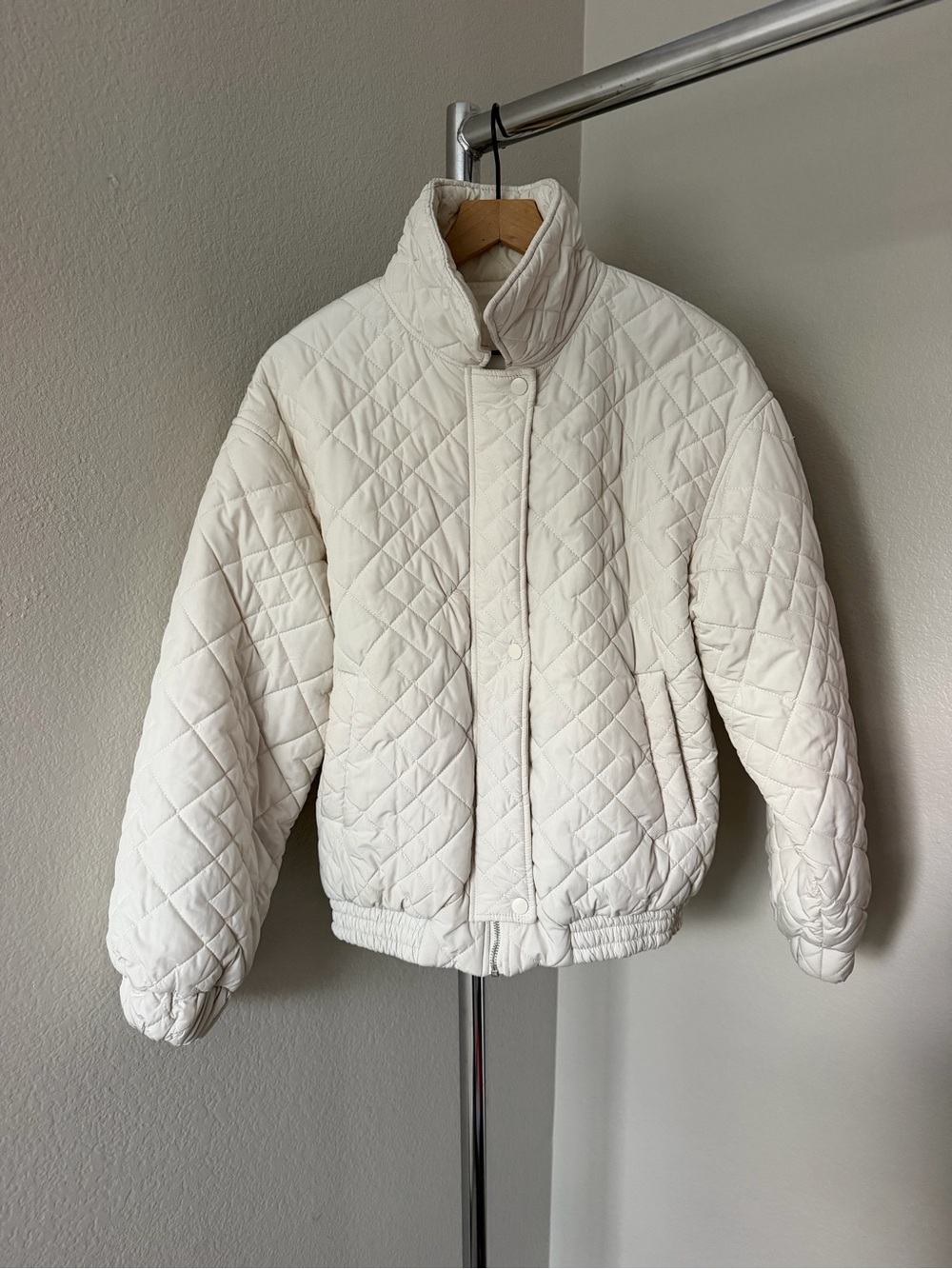 Classic Quilted Puffer Jacket in Ivory